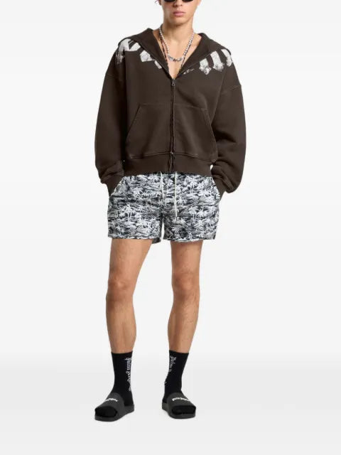 Palm Angels big neck logo zip loose hoodie