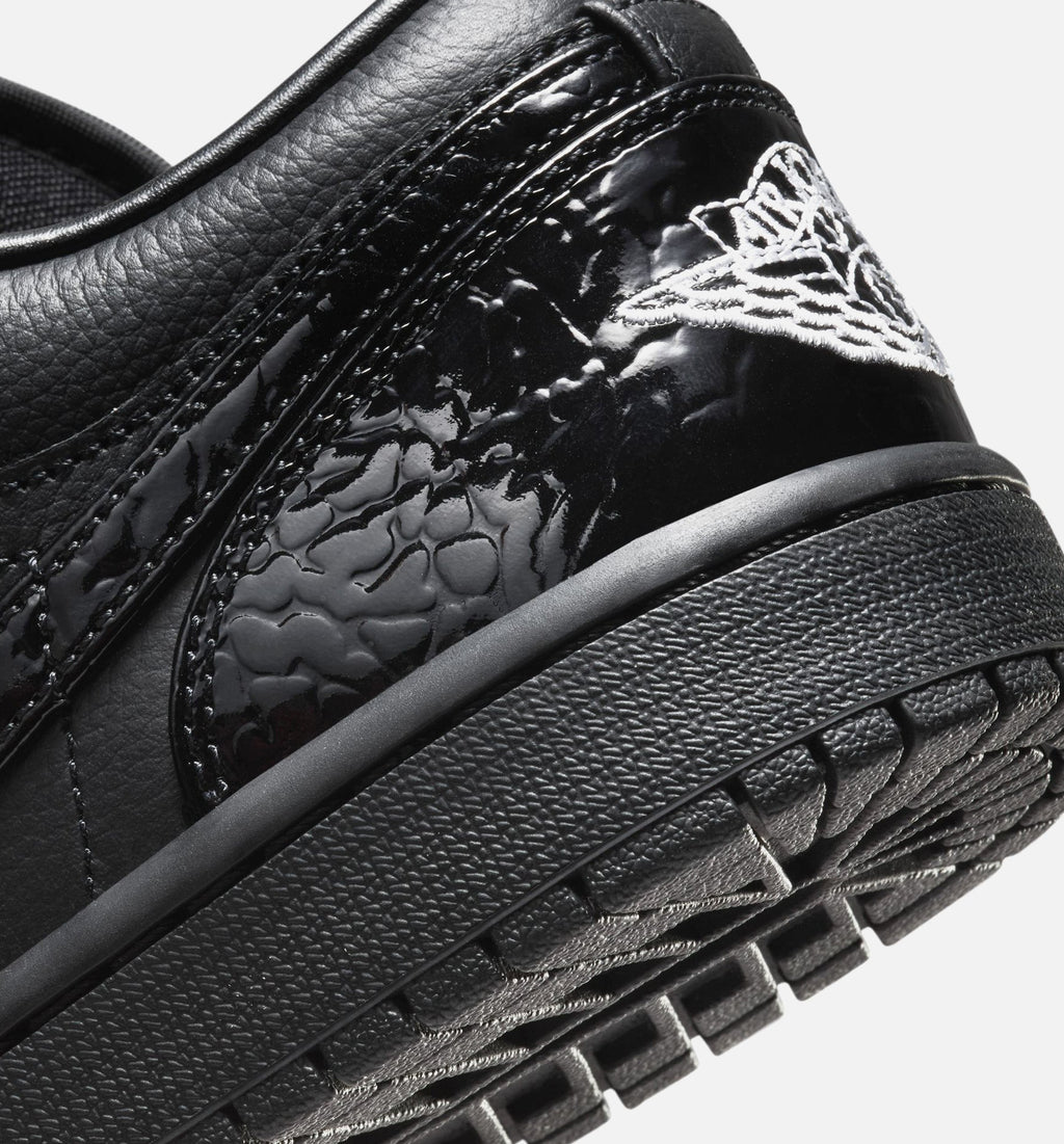 Air Jordan 1 Low Patent Elephant Women's Shoes - Black/White/Metallic Silver