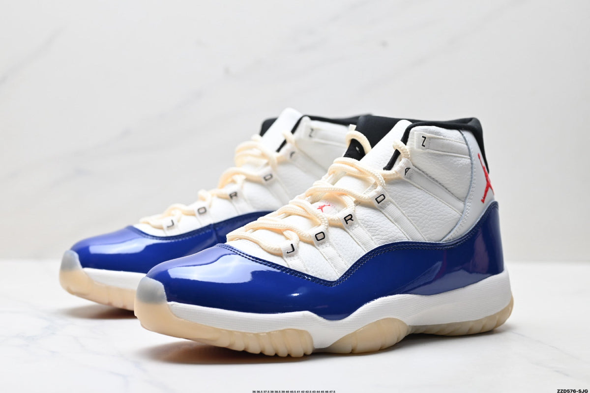 Air Jordan 11 Retro White Navy and Red Unisex Sneakers Style 10