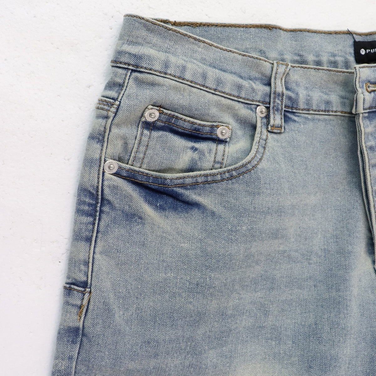 Purple Brand Light Blue Washed Graphic Jeans