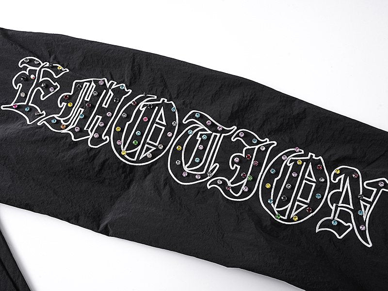 MIXED EMOTION Black Graphic Drawstring Pants