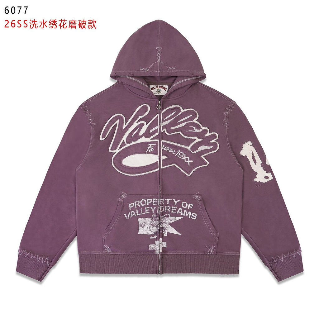 Valley Dreams Washed Full-Zip Graphic Hoodie