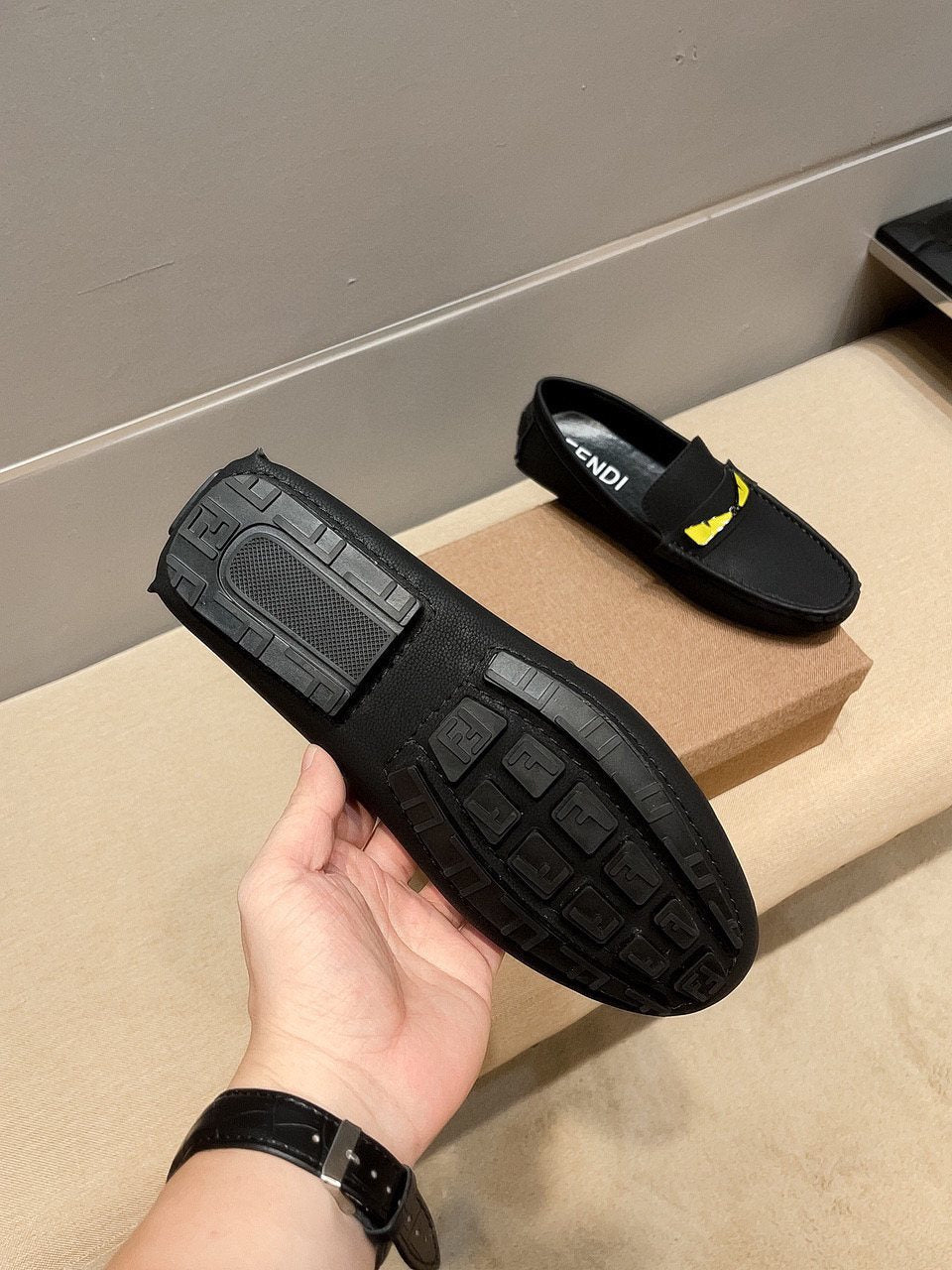 Fendi Black Yellow Accent Loafers