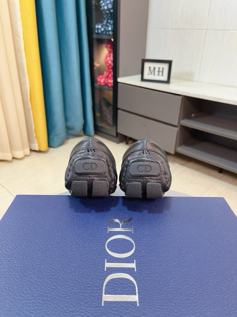 Dior Textured Moc-Toe Loafers
