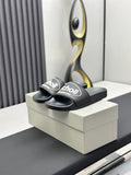 Scholl × Balenciaga Black Logo Strap Slide Sandals