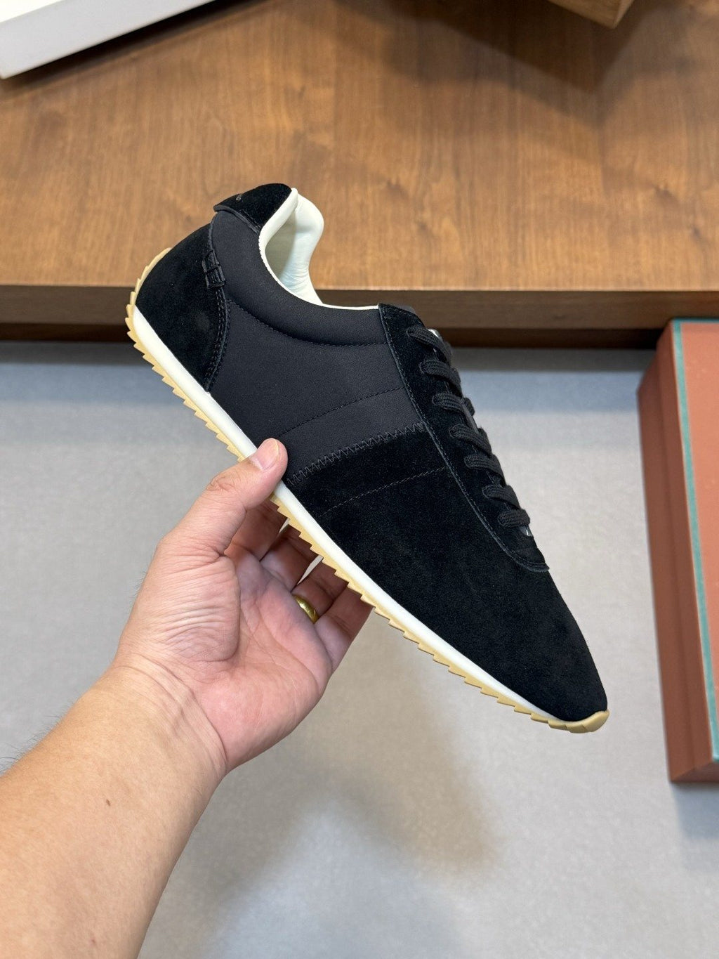 Loro Piana Black Suede Low-Top Sneakers