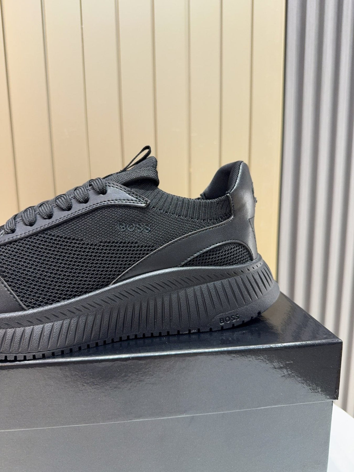 BOSS Black Mesh Running Shoes