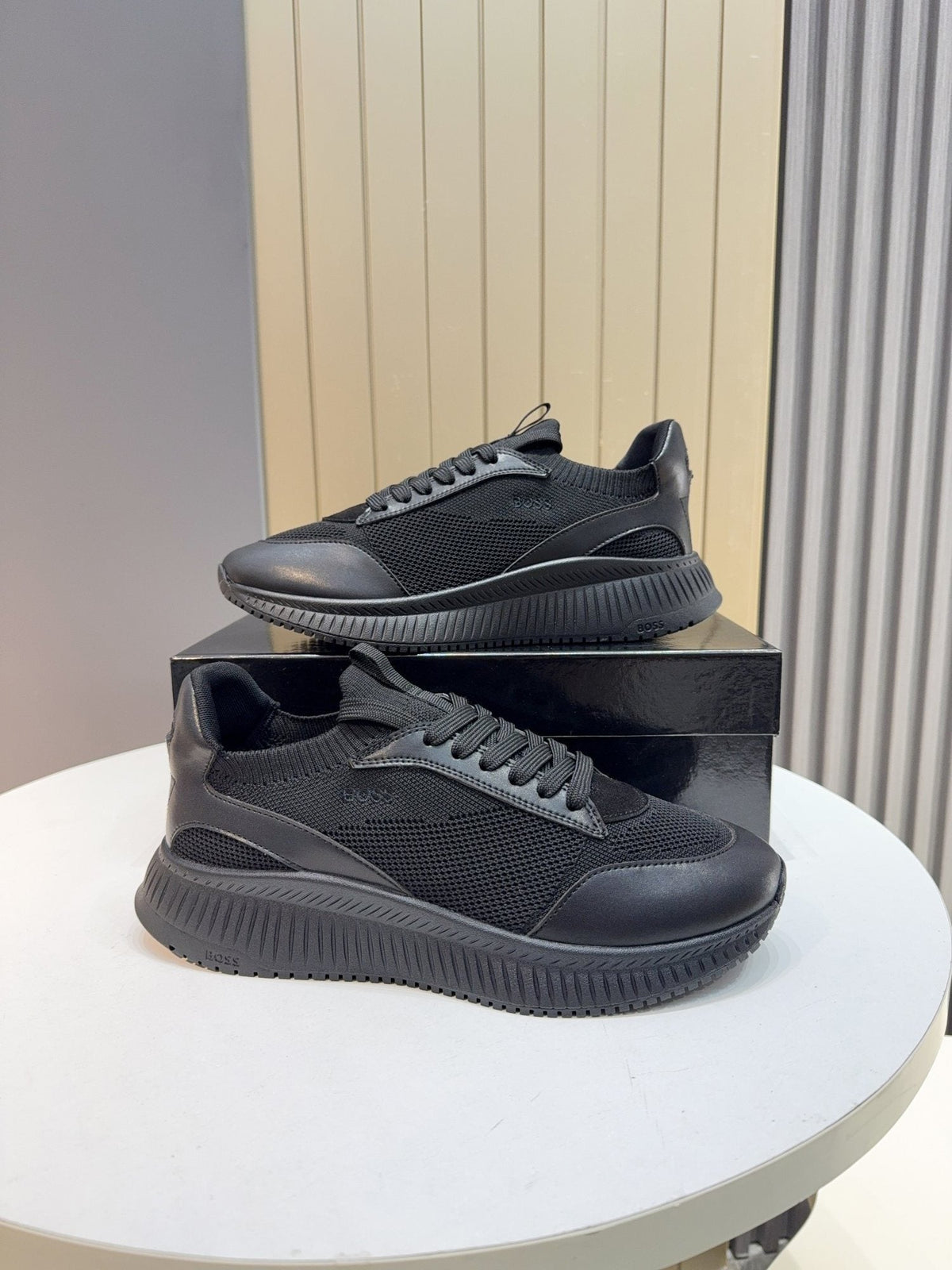 BOSS Black Mesh Running Shoes