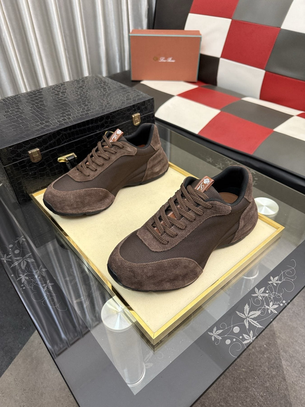Loro Piana Low-Top Lace-Up Sneakers - Layered, Mixed-Texture Upper