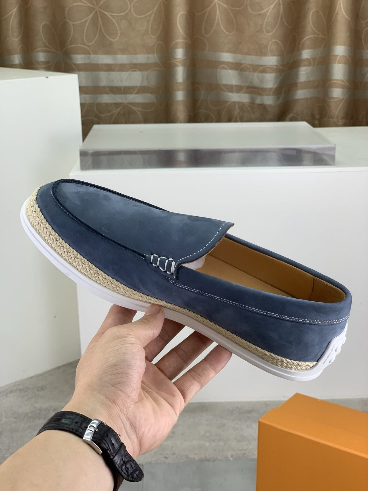 TOD'S Men's Raffia-Trim Driving Loafers