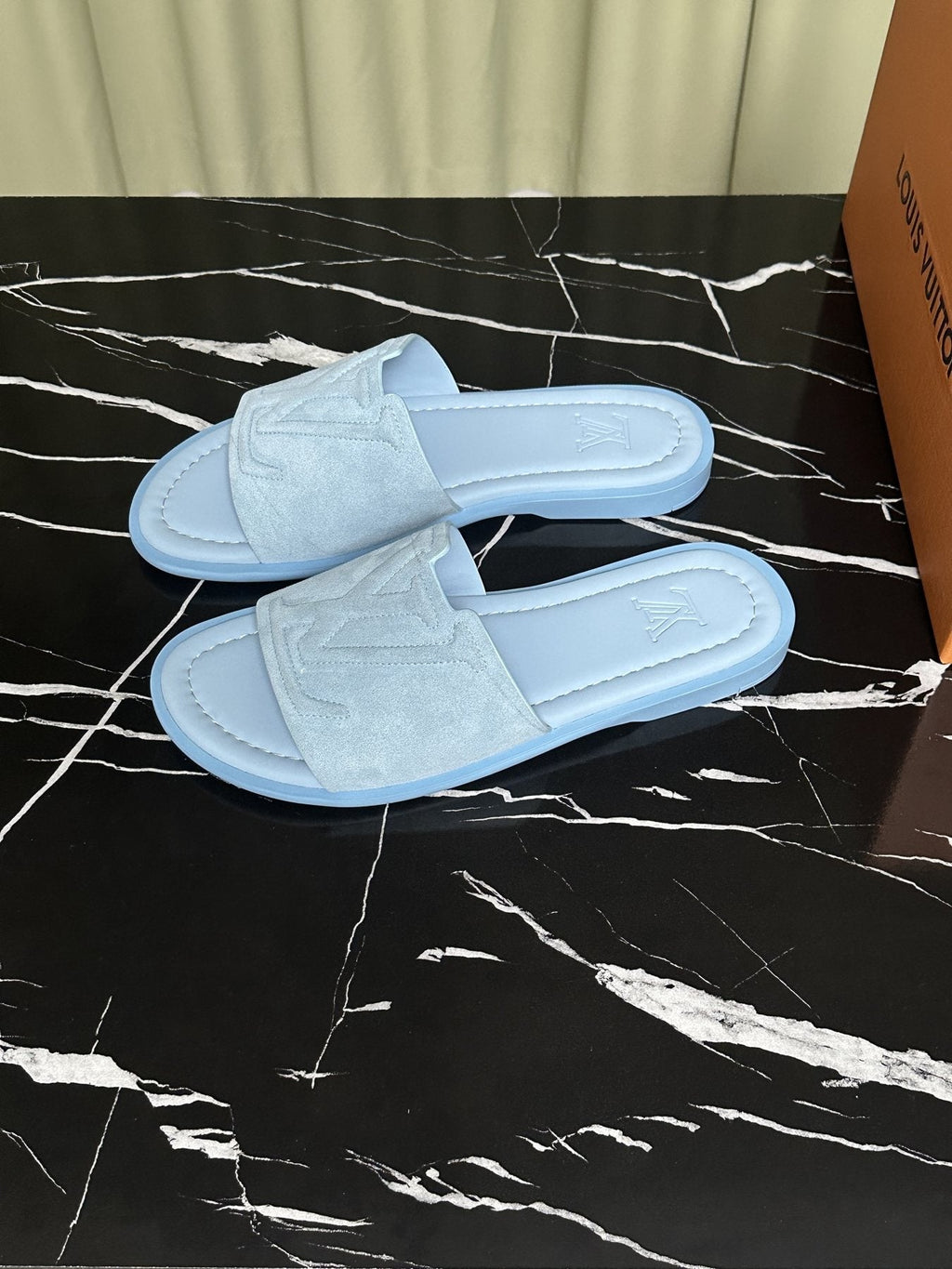 Louis Vuitton Embossed Strap Slide Sandals