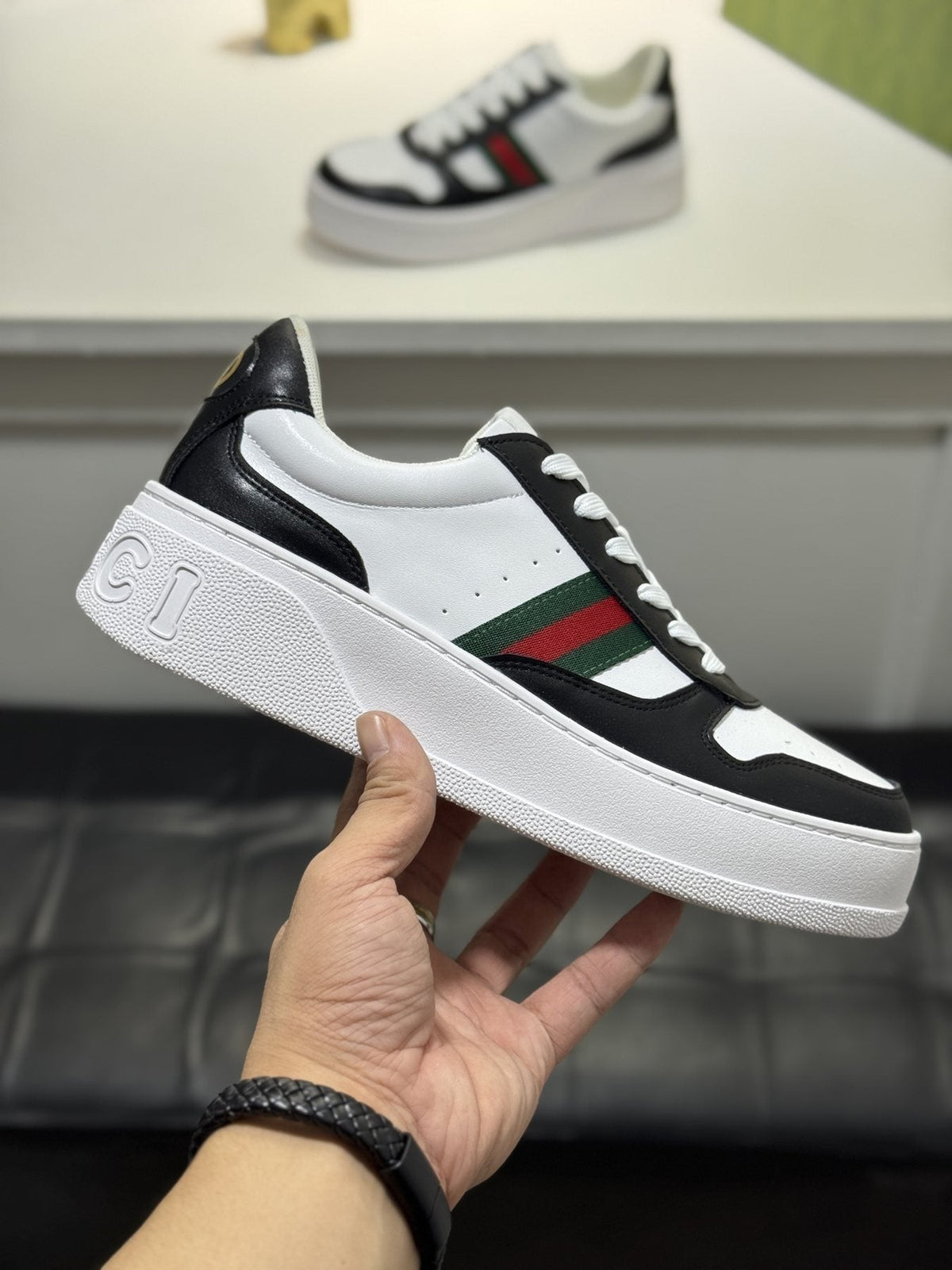 Gucci Green-Red Stripe Sneakers