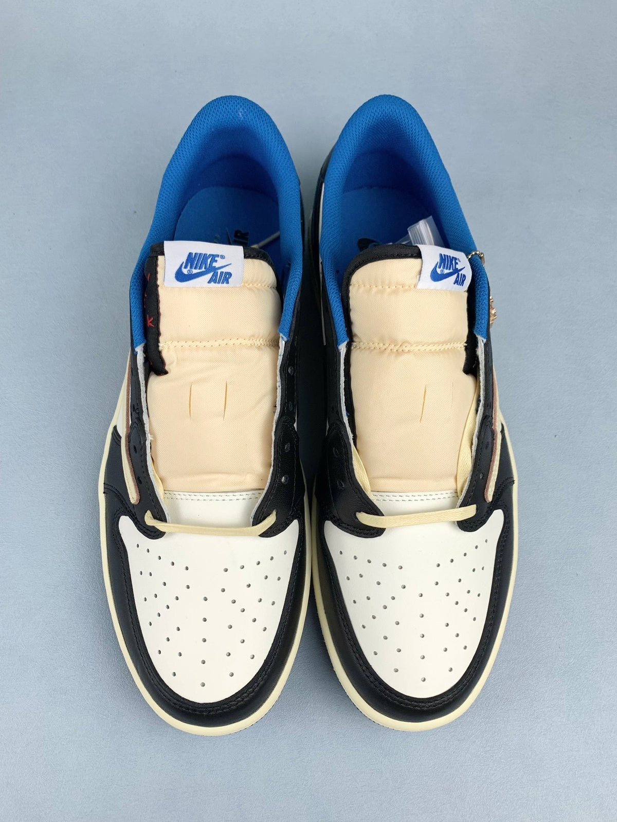 Air Jordan 1 Low White/Blue Lightning Reverse Swoos Unisex Sneakers DM7866-140